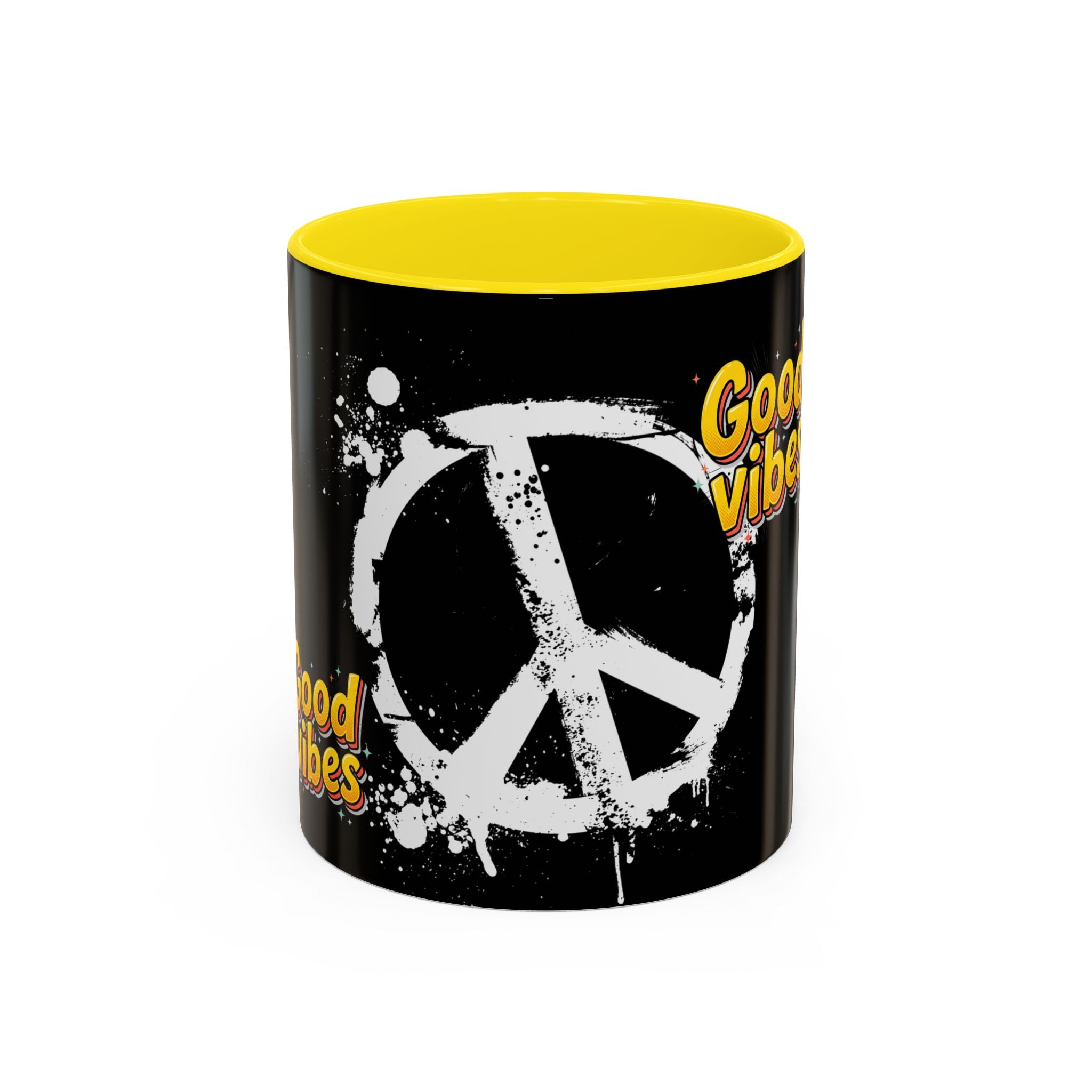 Good Vibes Peace Sign Accent Coffee Mug (11/15oz)