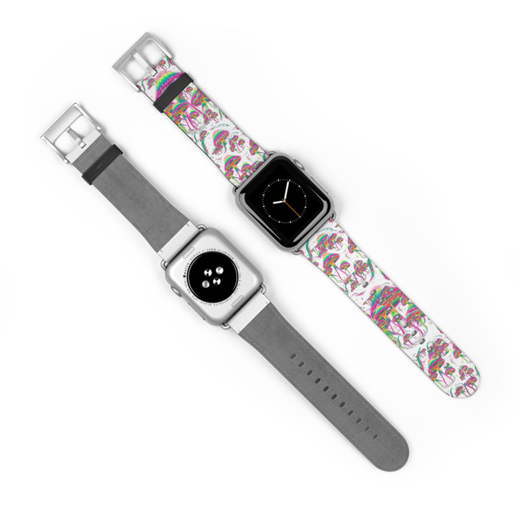 Psychedelic Mushroom Watch Band — Colorful Trippy Flora Strap for Smartwatch