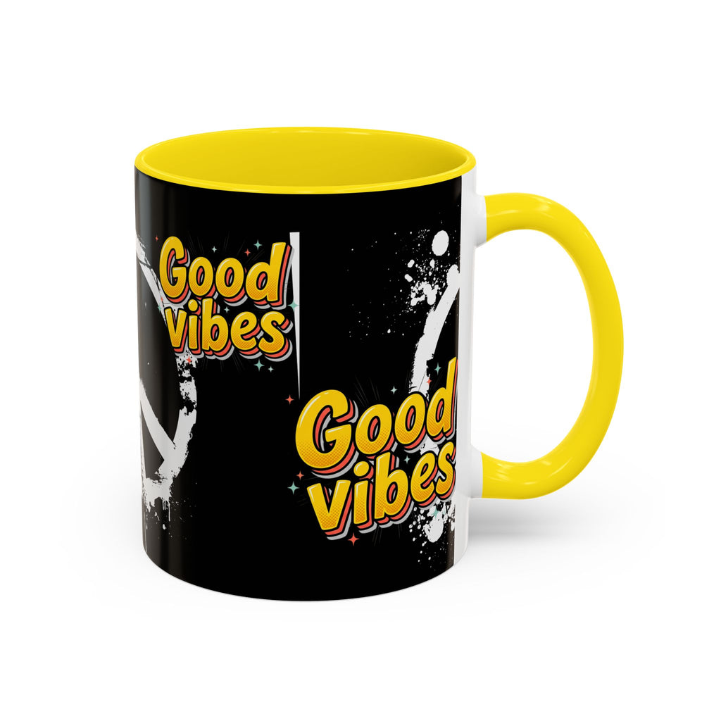 Good Vibes Peace Sign Accent Coffee Mug (11/15oz)