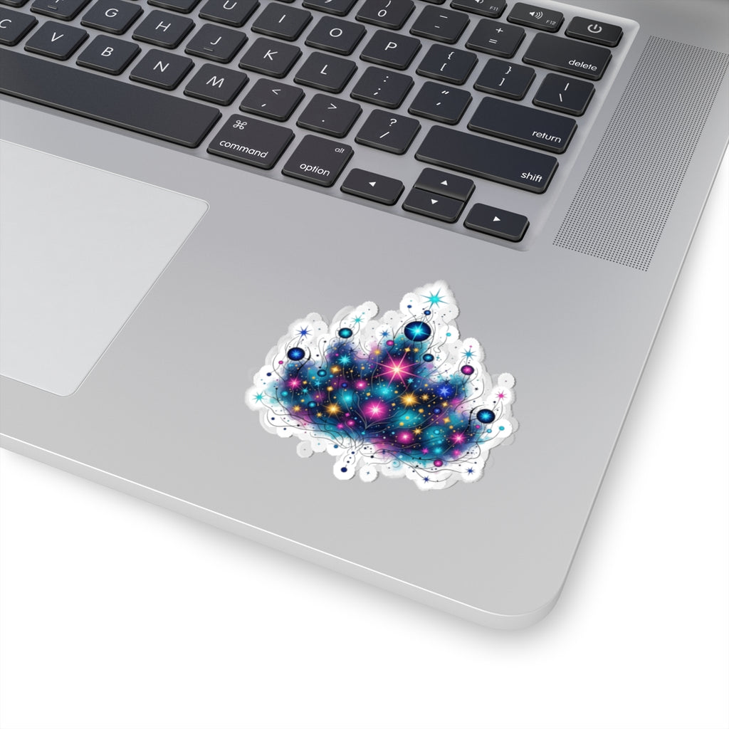 Galaxy Tree Kiss-Cut Sticker — Sparkling Cosmic Ornament Sticker for Laptops & Journals