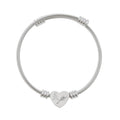 Engravable Heart Cuff Bracelet — Adjustable Silver Cable Bangle