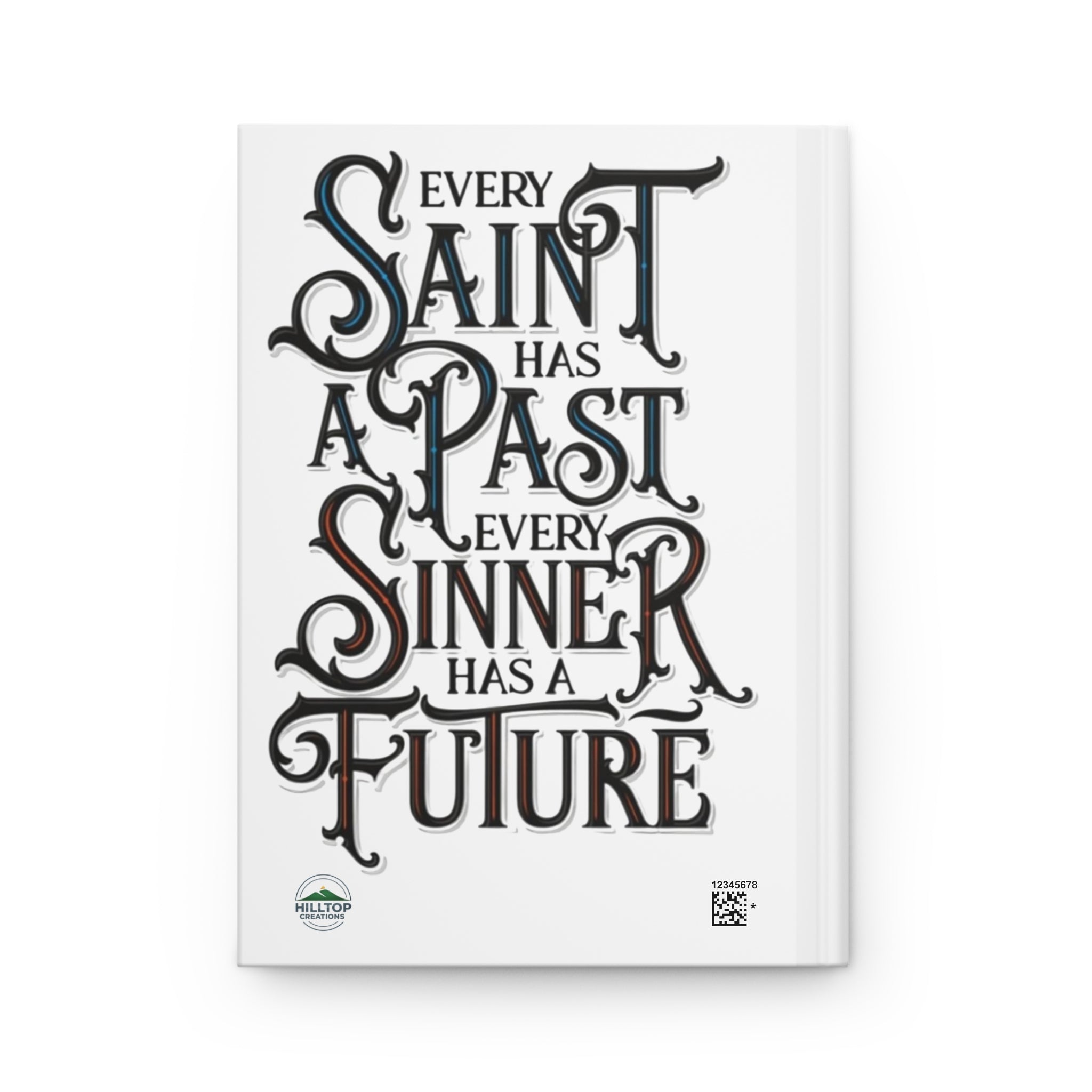 Hardcover Journal — Purple Winged Cross & 'Every Saint Has a Past, Every Sinner Has a Future' Inspirational Notebook