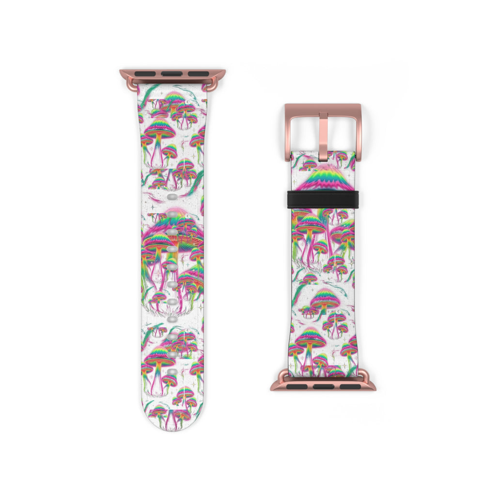 Psychedelic Mushroom Watch Band — Colorful Trippy Flora Strap for Smartwatch