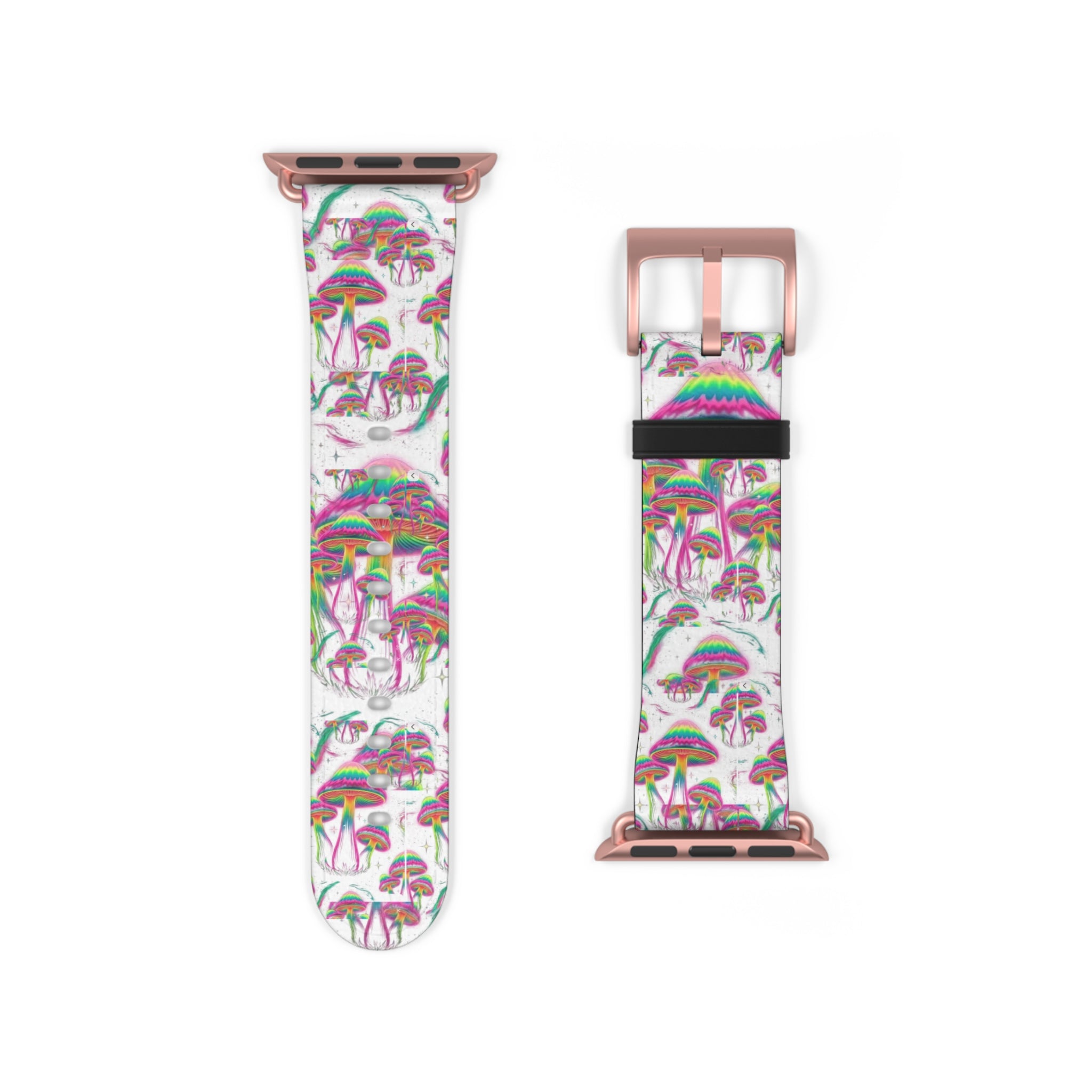 Psychedelic Mushroom Watch Band — Colorful Trippy Flora Strap for Smartwatch