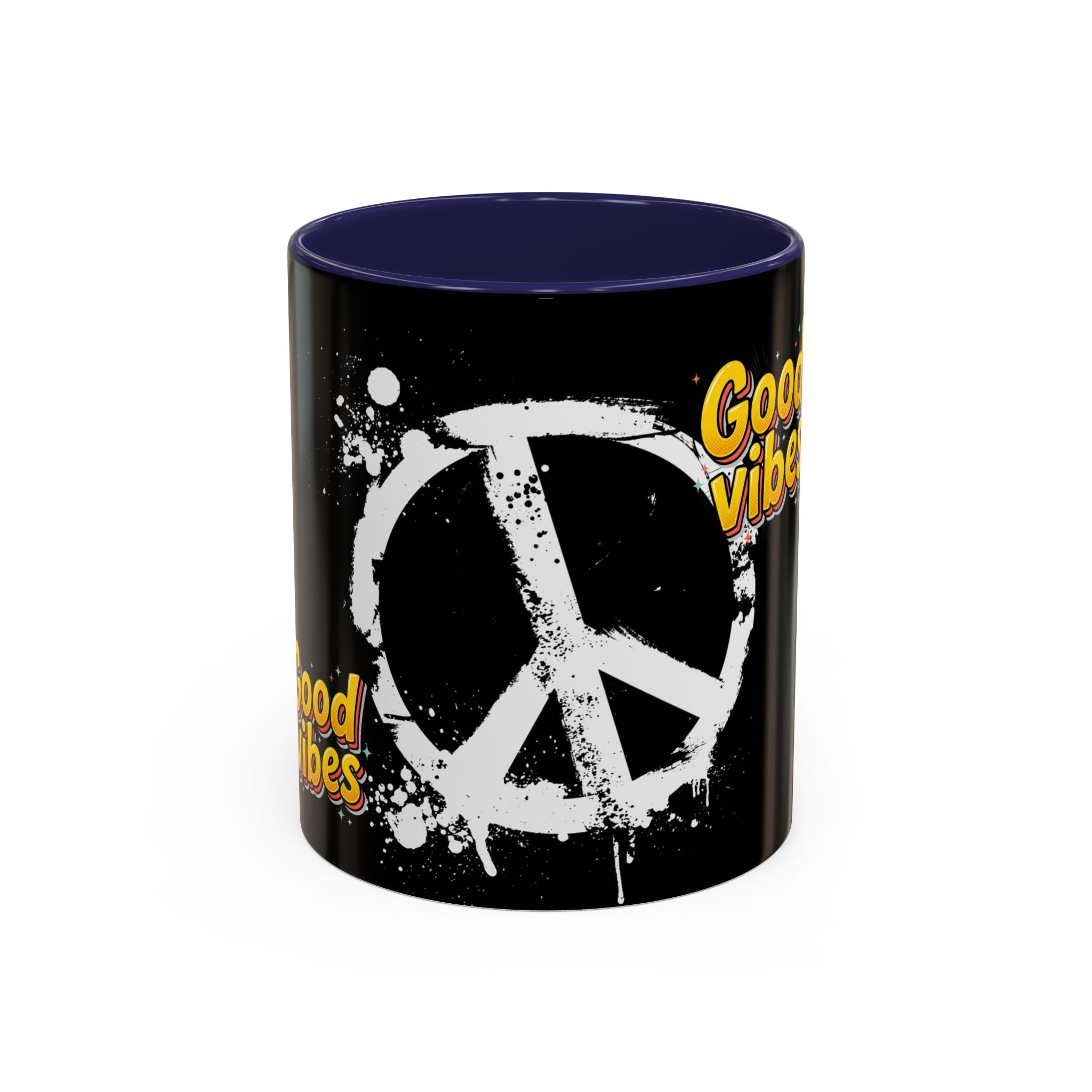 Good Vibes Peace Sign Accent Coffee Mug (11/15oz)