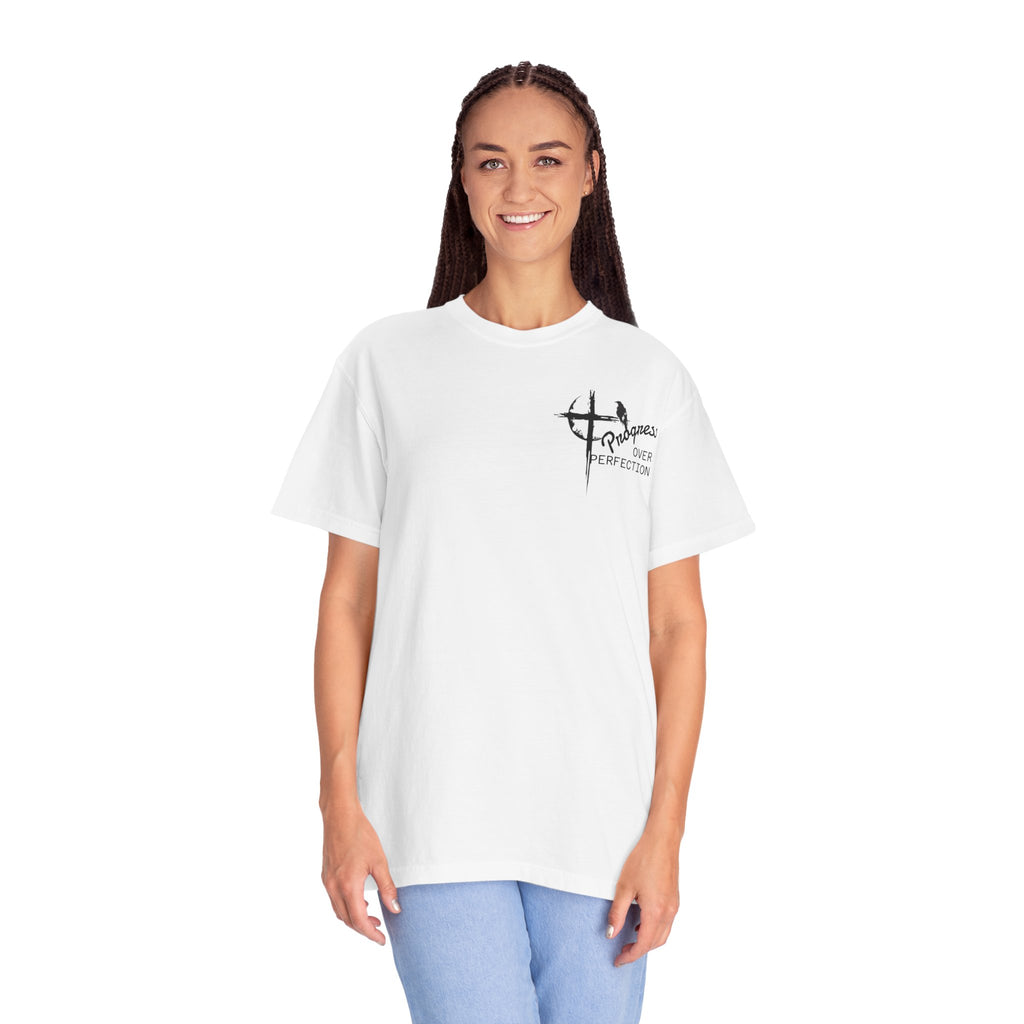 T-Shirt — “Every Saint Has a Past, Every Sinner Has a Future” Christian Cross Tee