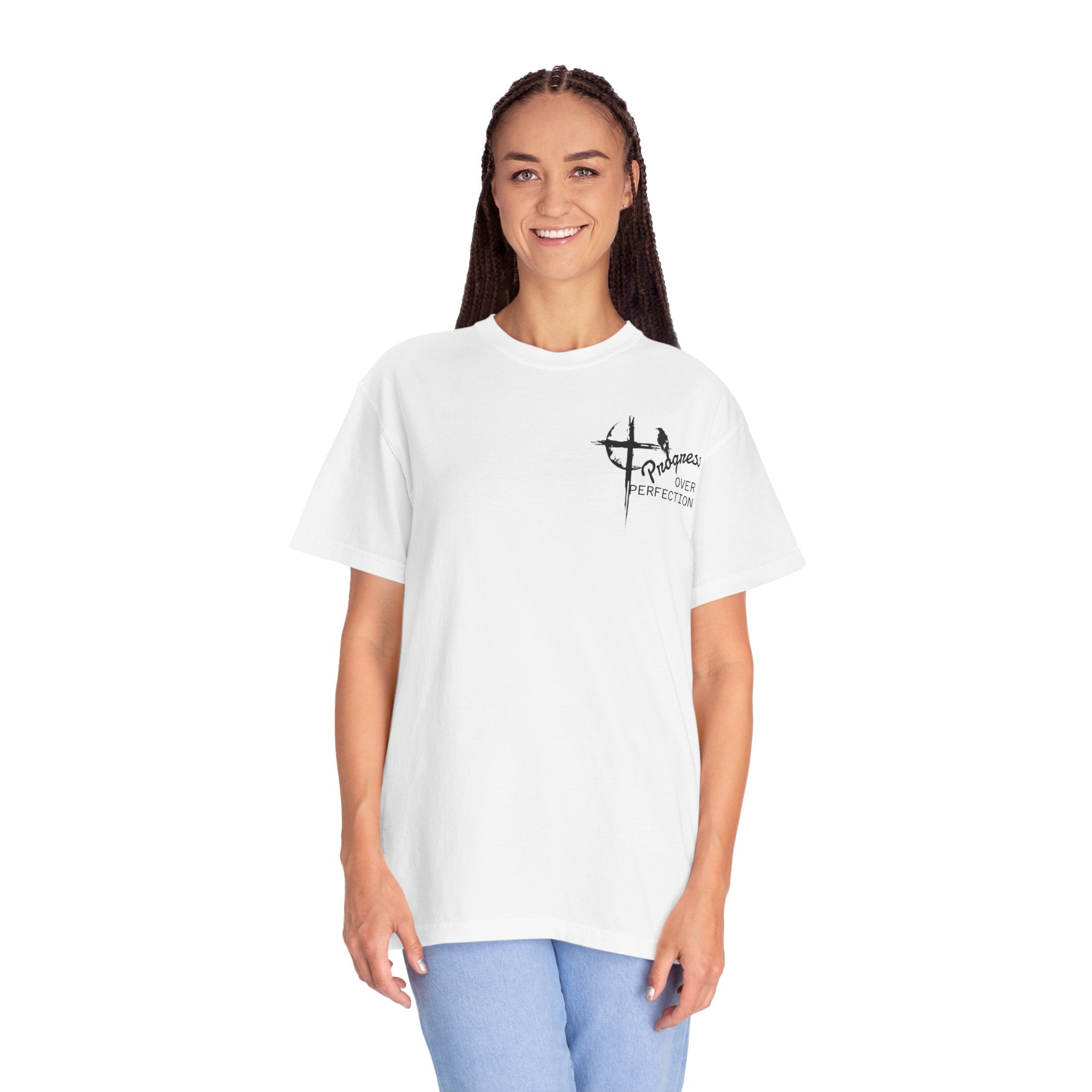 T-Shirt — “Every Saint Has a Past, Every Sinner Has a Future” Christian Cross Tee