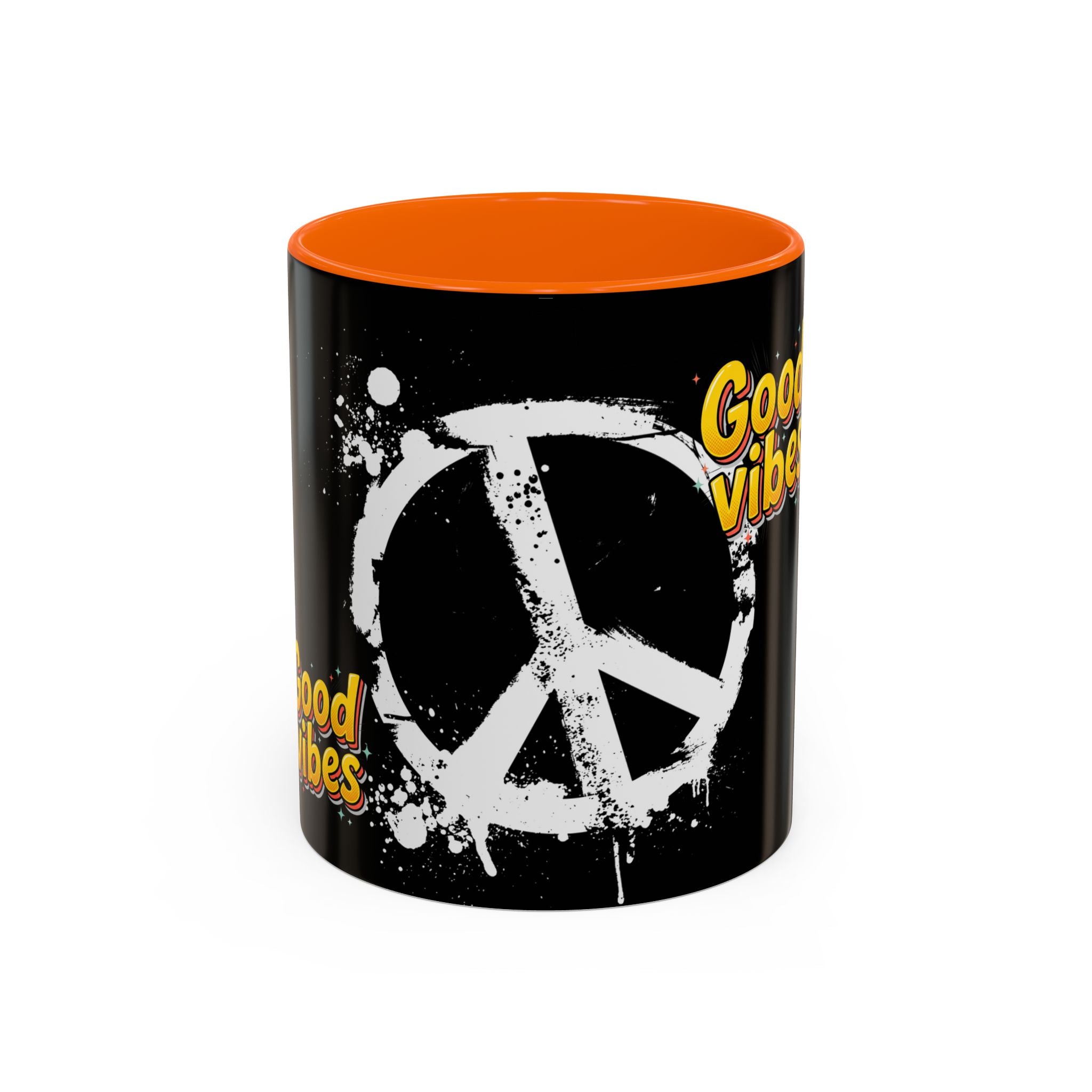 Good Vibes Peace Sign Accent Coffee Mug (11/15oz)