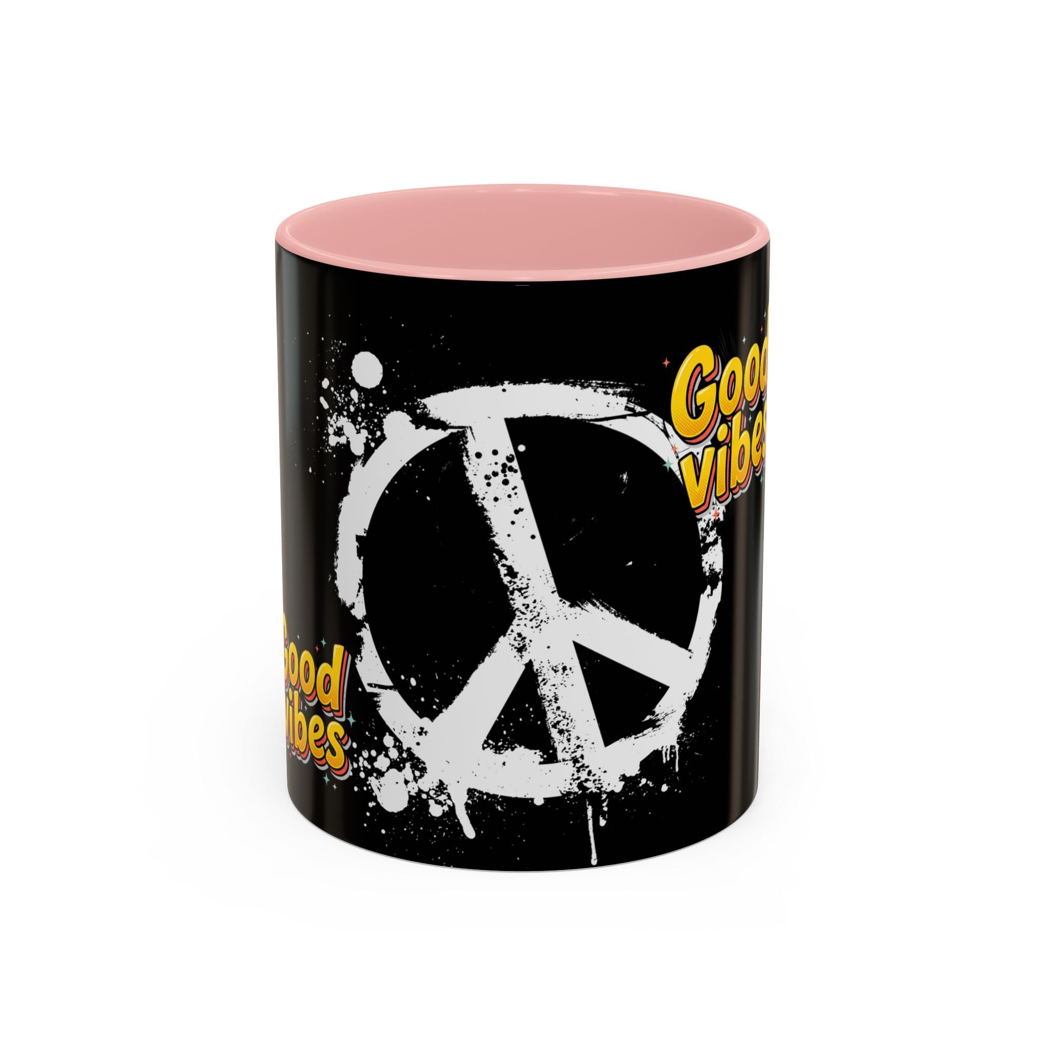 Good Vibes Peace Sign Accent Coffee Mug (11/15oz)