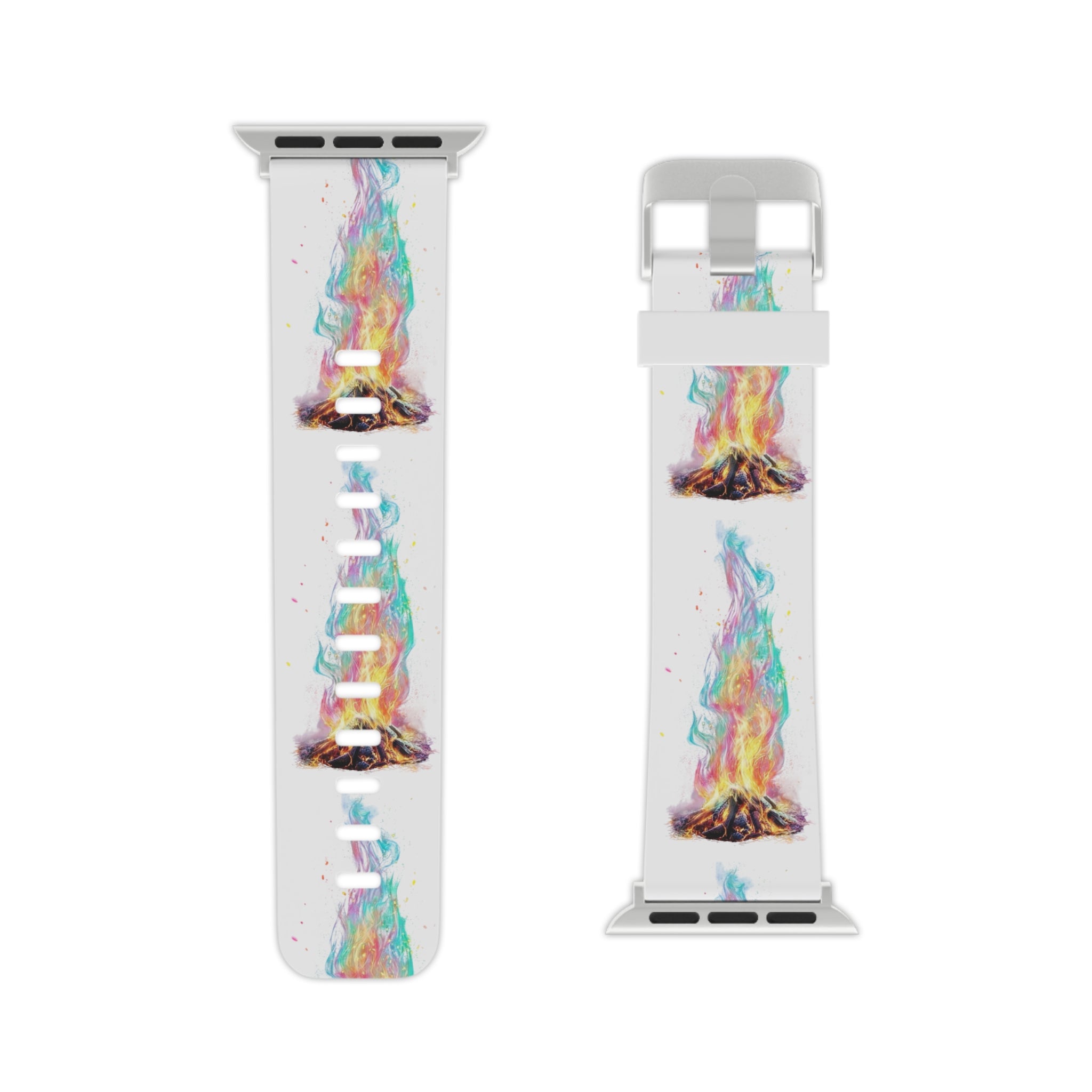 Colorful Campfire Apple Watch Band — Vibrant Bonfire Silicone Strap