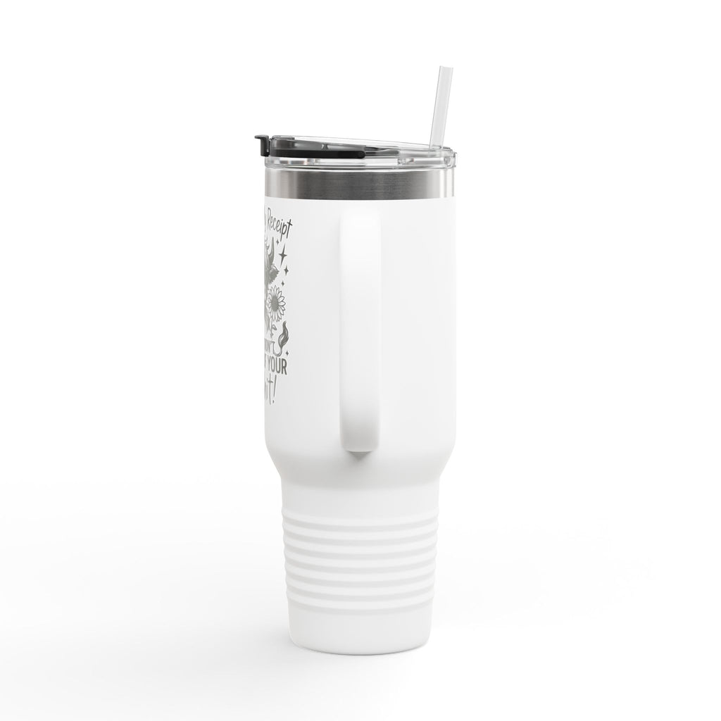 40oz Insulated Travel Mug — "I Checked My Receipt" Highland Cow Design