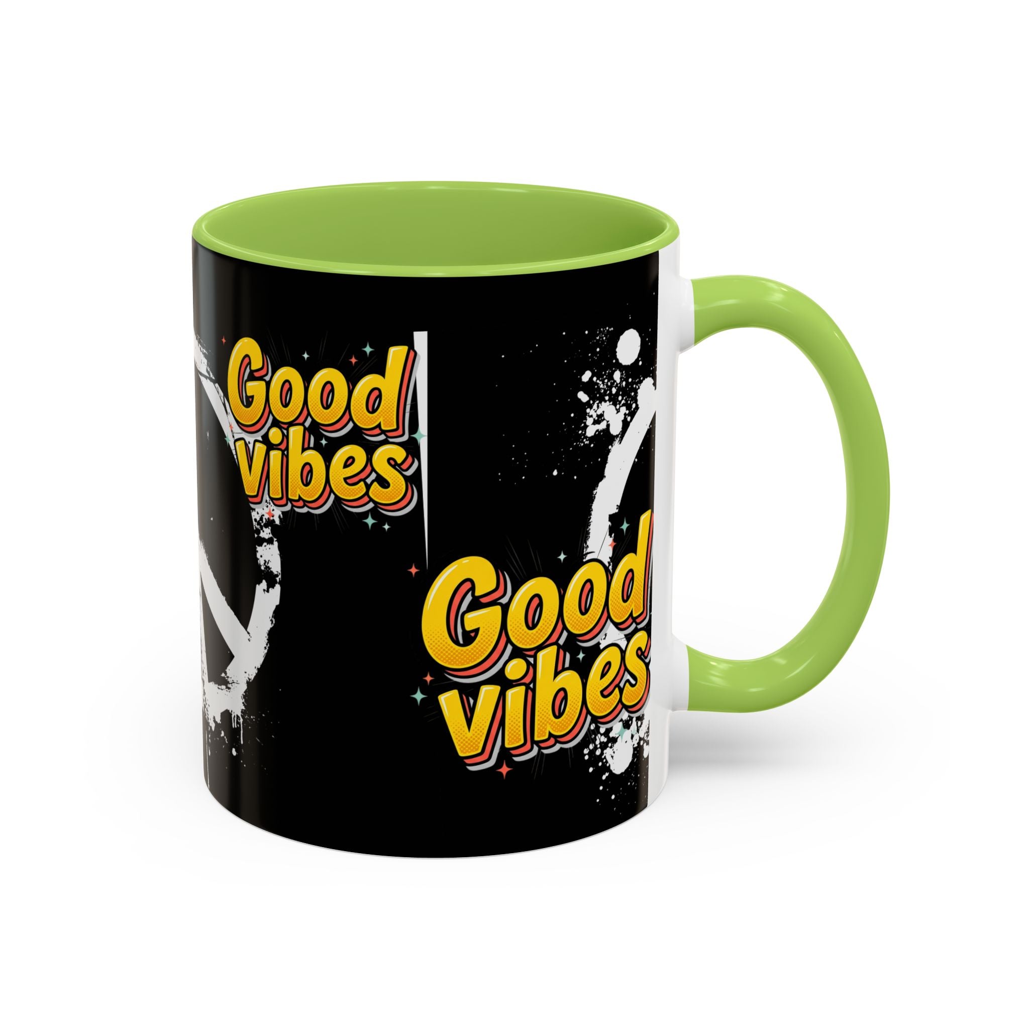 Good Vibes Peace Sign Accent Coffee Mug (11/15oz)