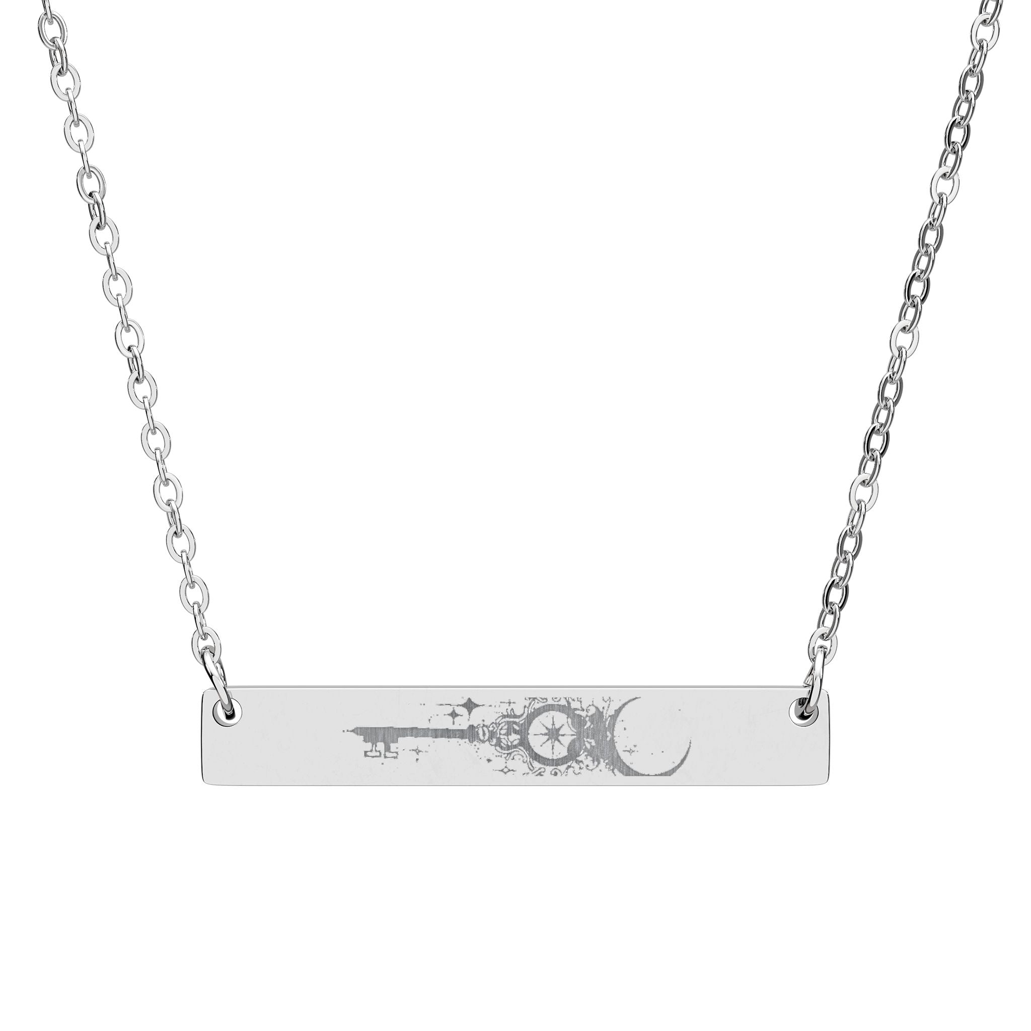 Engraved Horizontal Bar Necklace — Personalized Minimalist Nameplate Jewelry