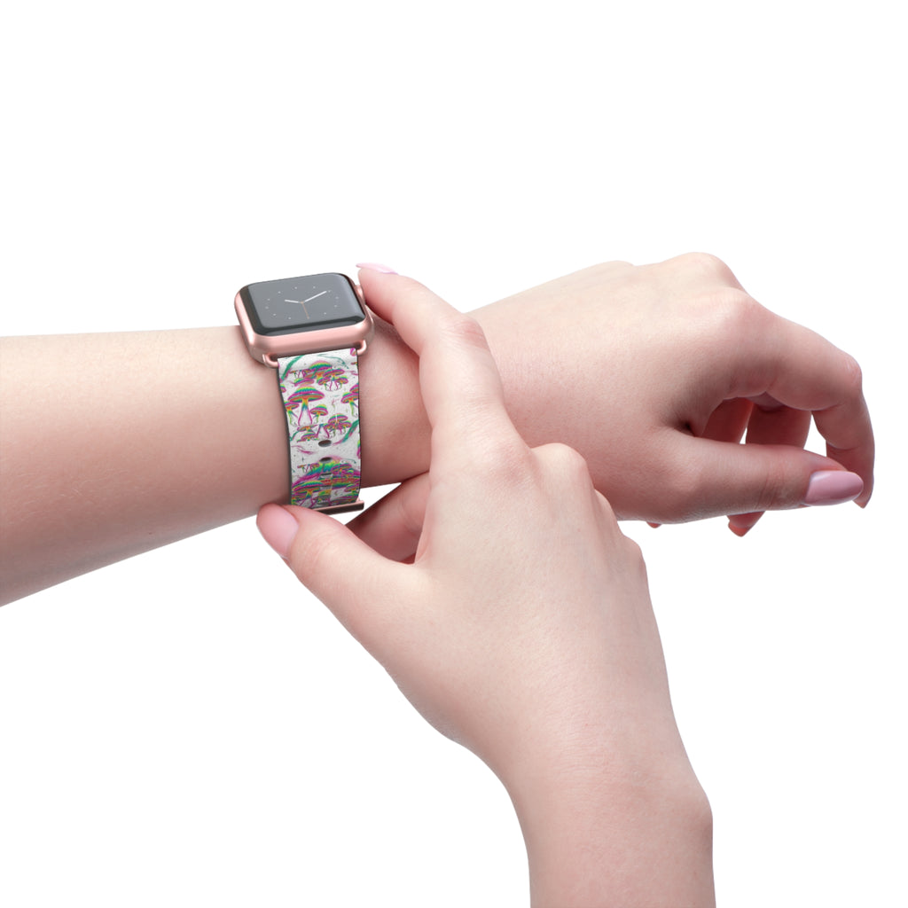 Psychedelic Mushroom Watch Band — Colorful Trippy Flora Strap for Smartwatch