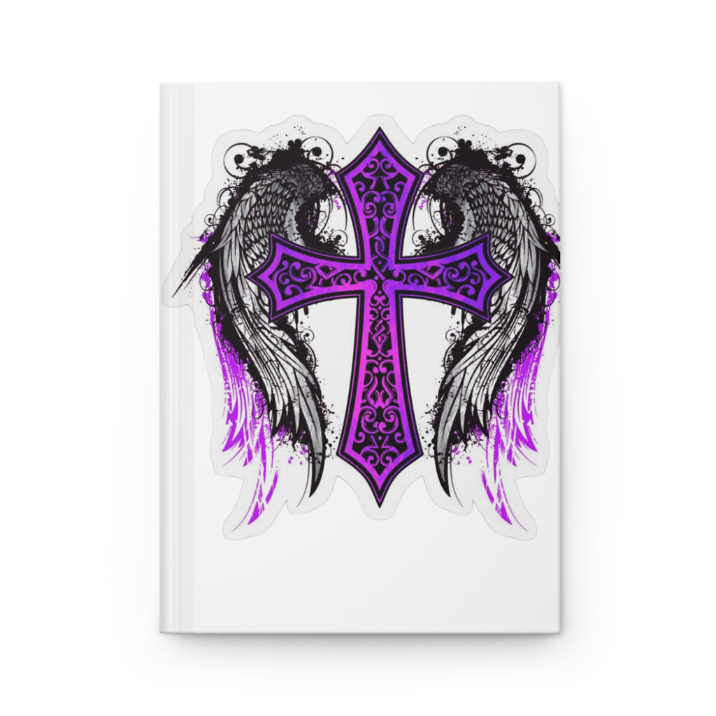 Hardcover Journal — Purple Winged Cross & 'Every Saint Has a Past, Every Sinner Has a Future' Inspirational Notebook