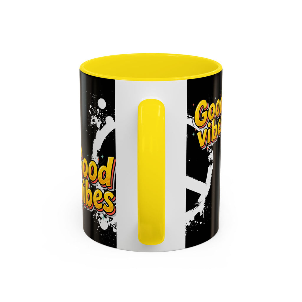 Good Vibes Peace Sign Accent Coffee Mug (11/15oz)