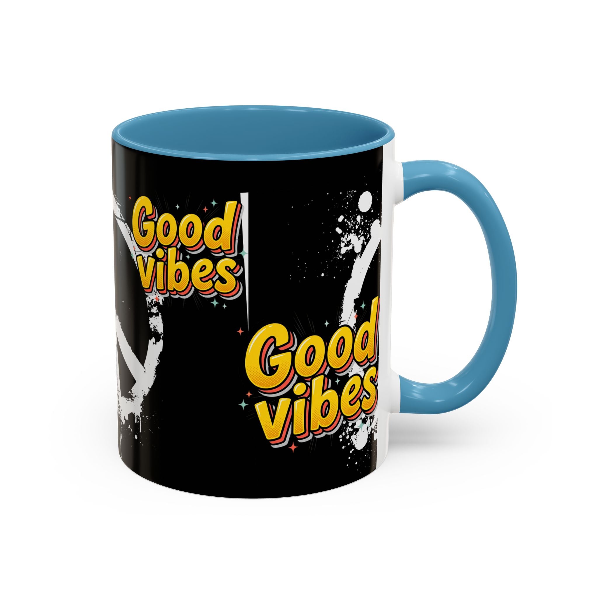 Good Vibes Peace Sign Accent Coffee Mug (11/15oz)