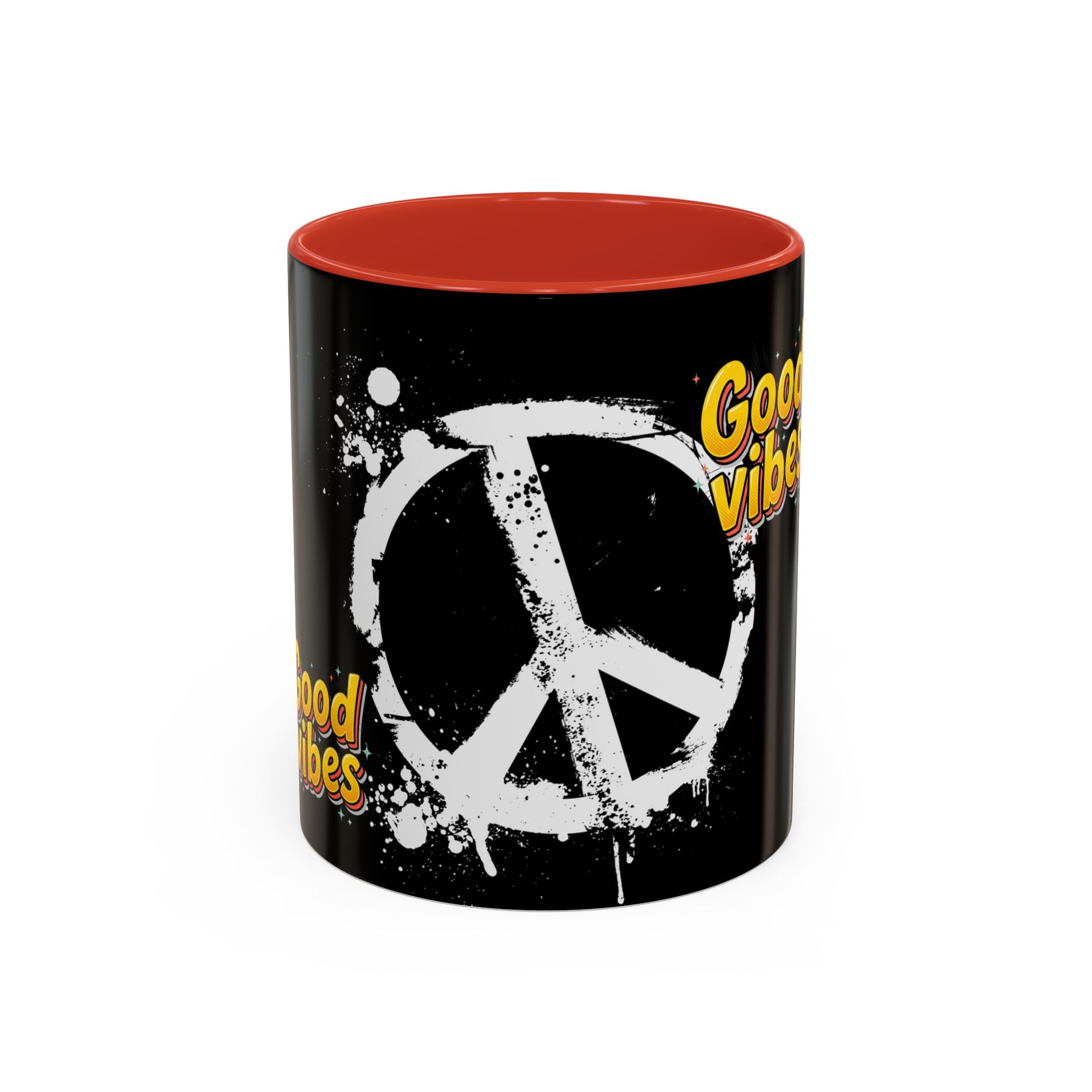 Good Vibes Peace Sign Accent Coffee Mug (11/15oz)