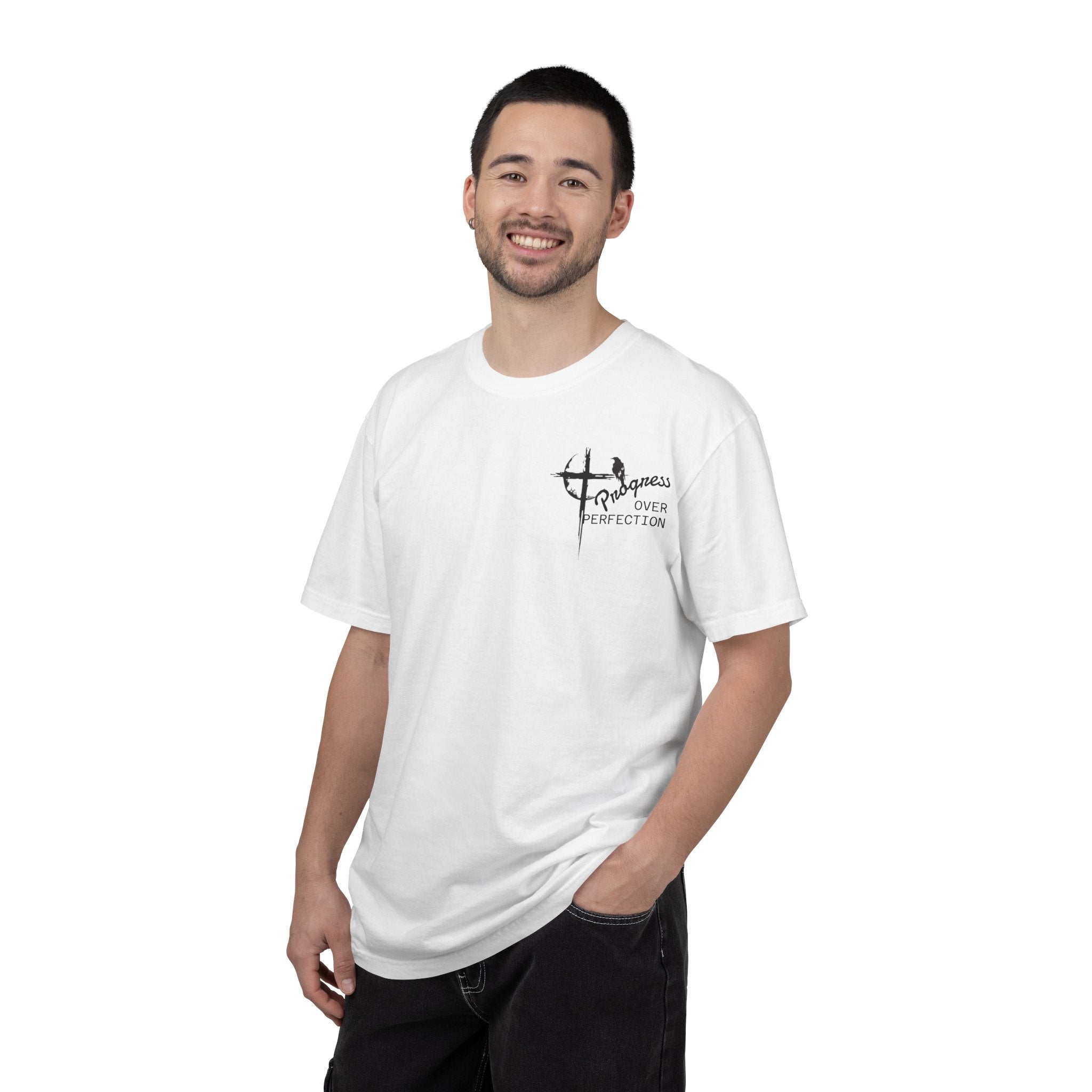 T-Shirt — “Every Saint Has a Past, Every Sinner Has a Future” Christian Cross Tee