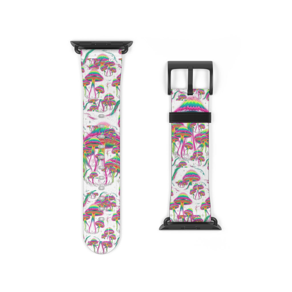 Psychedelic Mushroom Watch Band — Colorful Trippy Flora Strap for Smartwatch