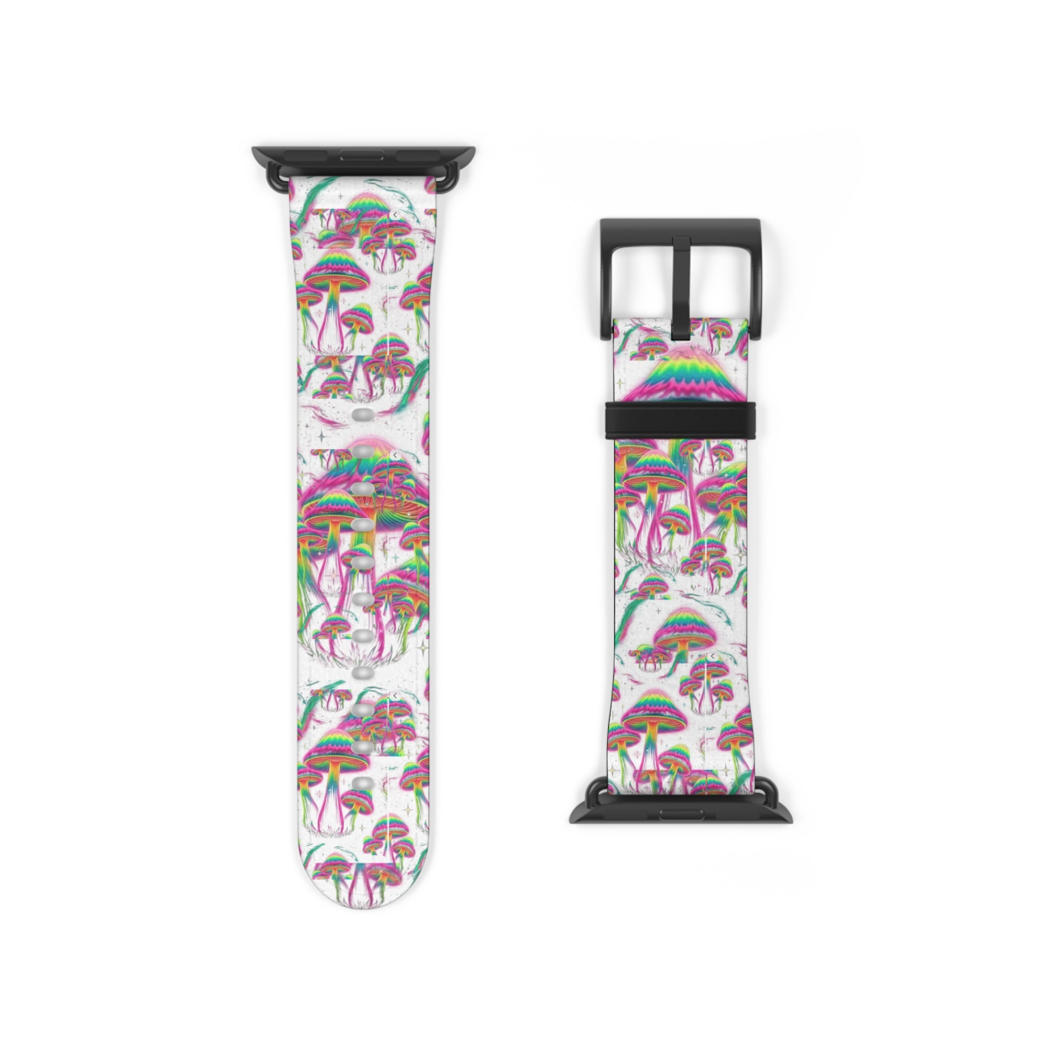 Psychedelic Mushroom Watch Band — Colorful Trippy Flora Strap for Smartwatch