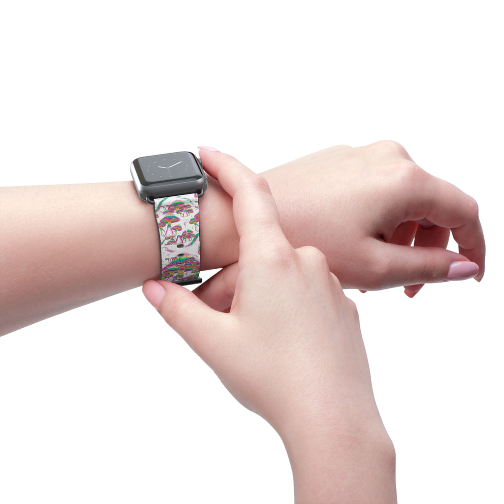 Psychedelic Mushroom Watch Band — Colorful Trippy Flora Strap for Smartwatch