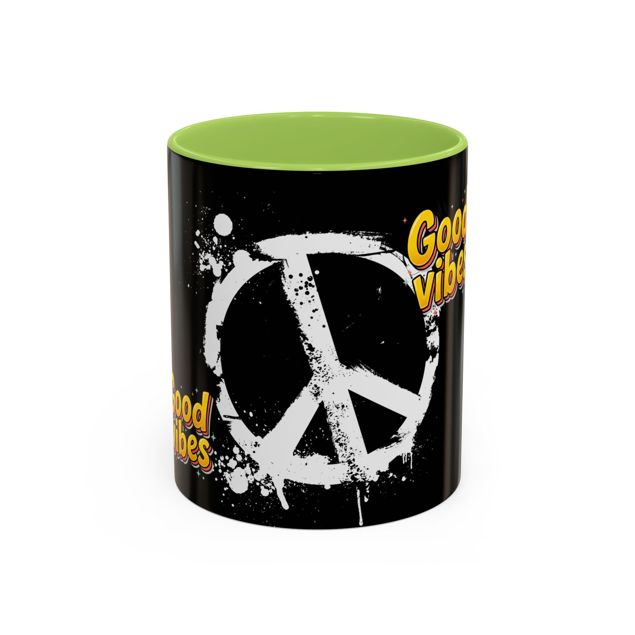 Good Vibes Peace Sign Accent Coffee Mug (11/15oz)