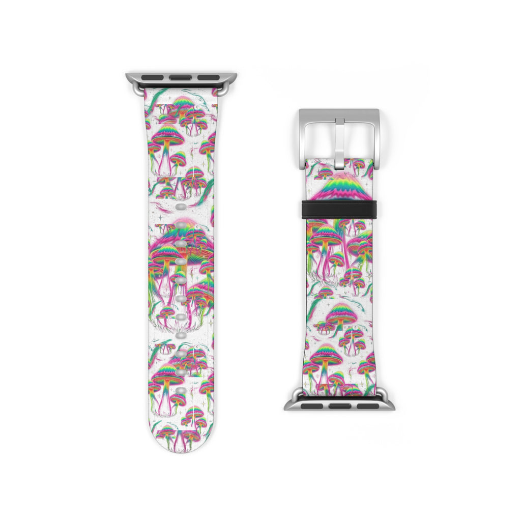 Psychedelic Mushroom Watch Band — Colorful Trippy Flora Strap for Smartwatch