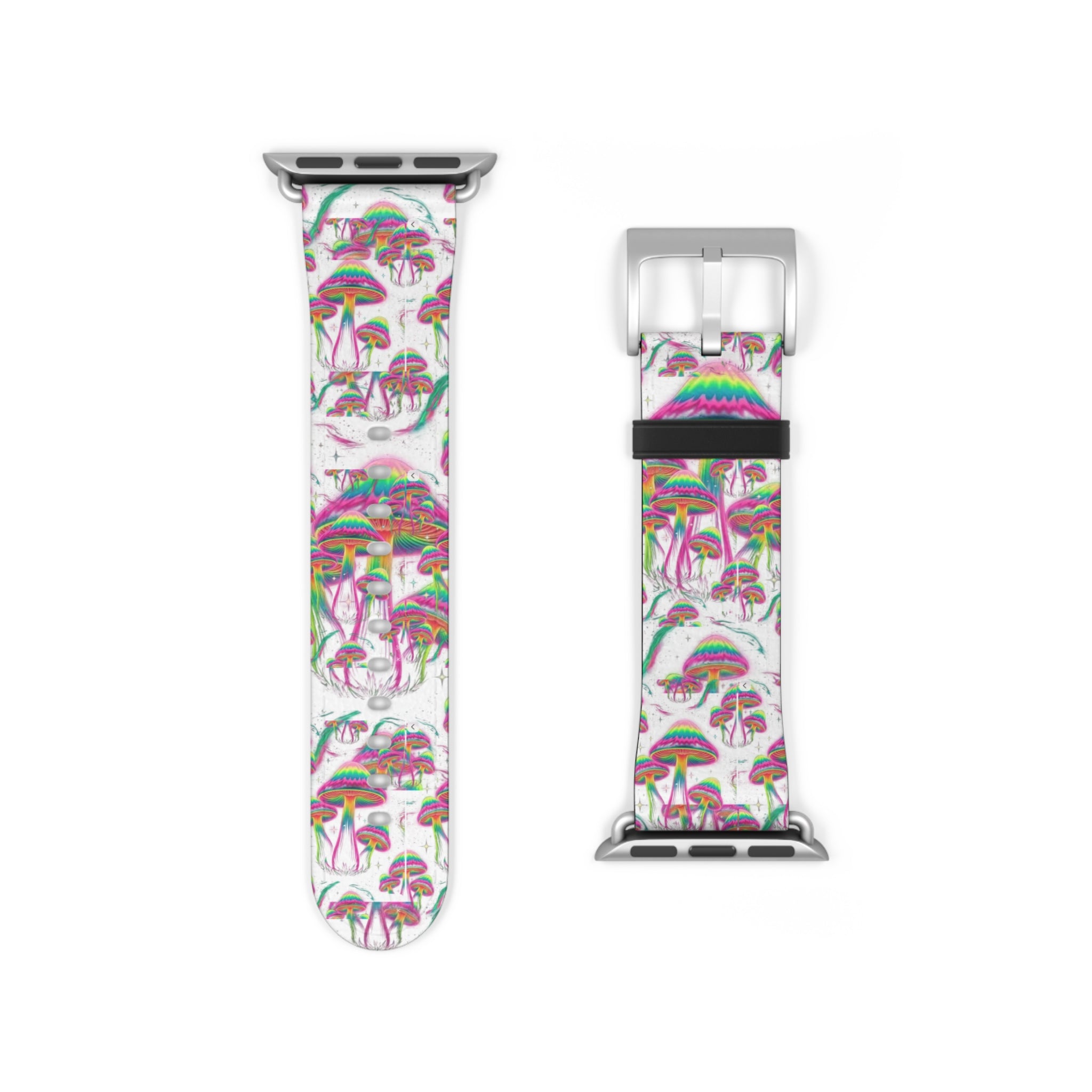 Psychedelic Mushroom Watch Band — Colorful Trippy Flora Strap for Smartwatch