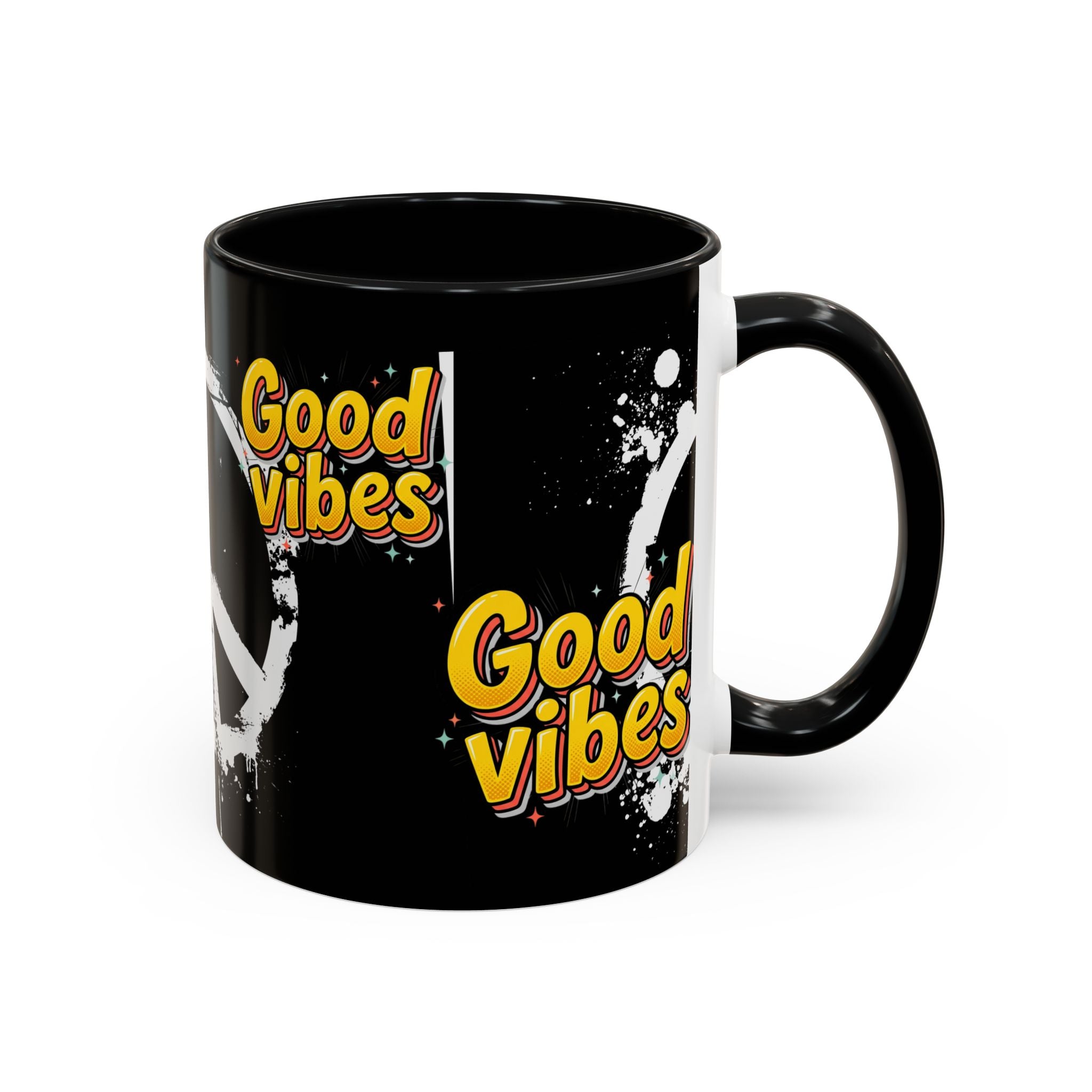 Good Vibes Peace Sign Accent Coffee Mug (11/15oz)