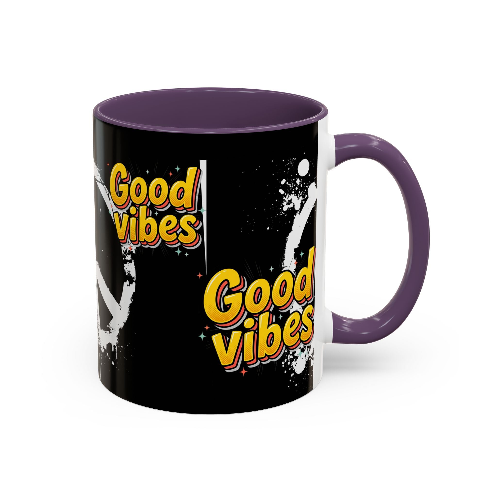 Good Vibes Peace Sign Accent Coffee Mug (11/15oz)