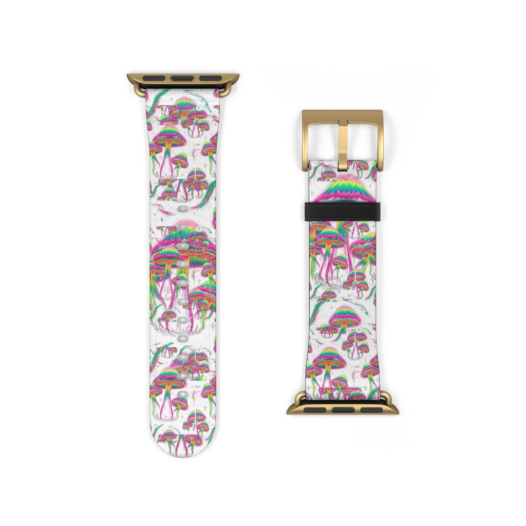 Psychedelic Mushroom Watch Band — Colorful Trippy Flora Strap for Smartwatch