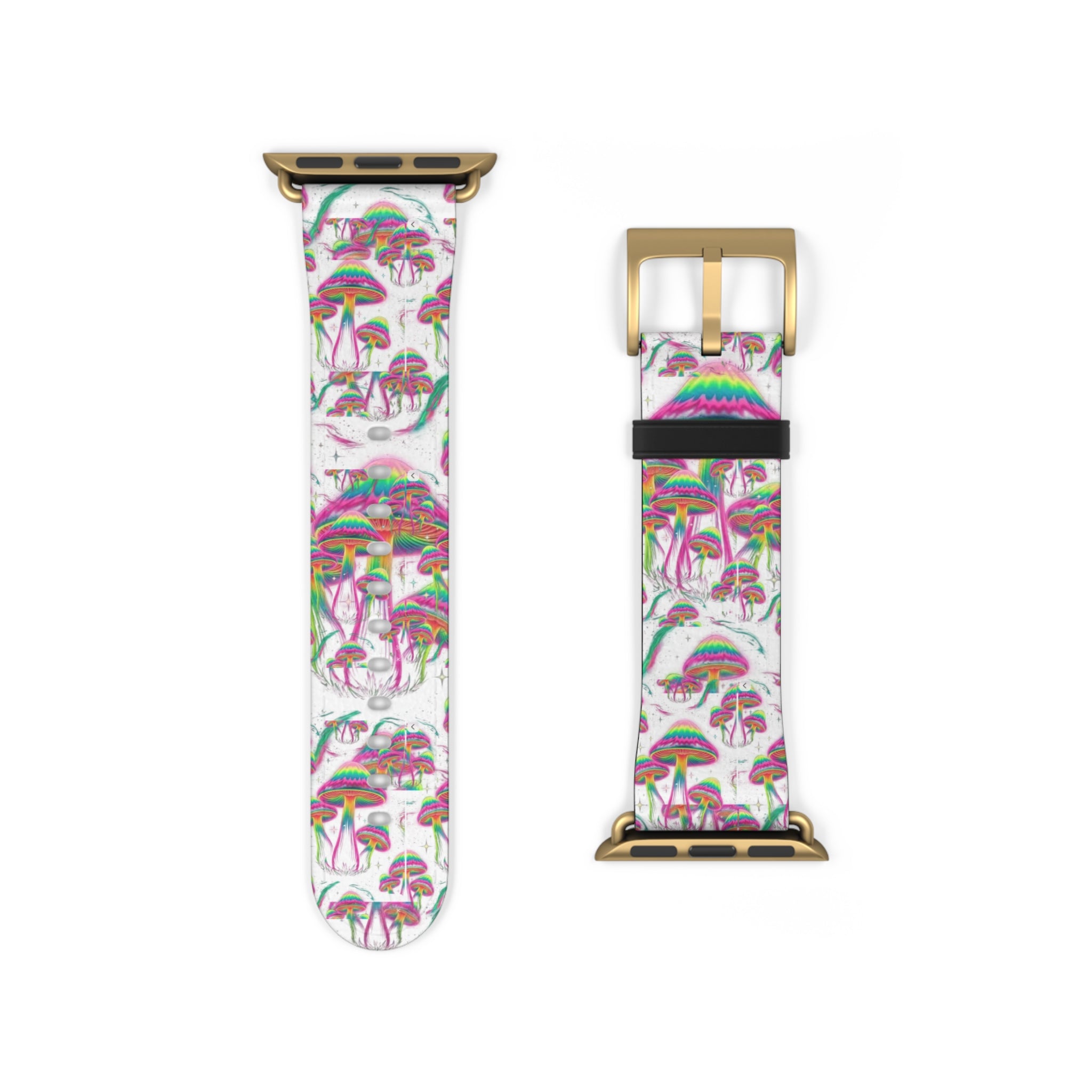 Psychedelic Mushroom Watch Band — Colorful Trippy Flora Strap for Smartwatch