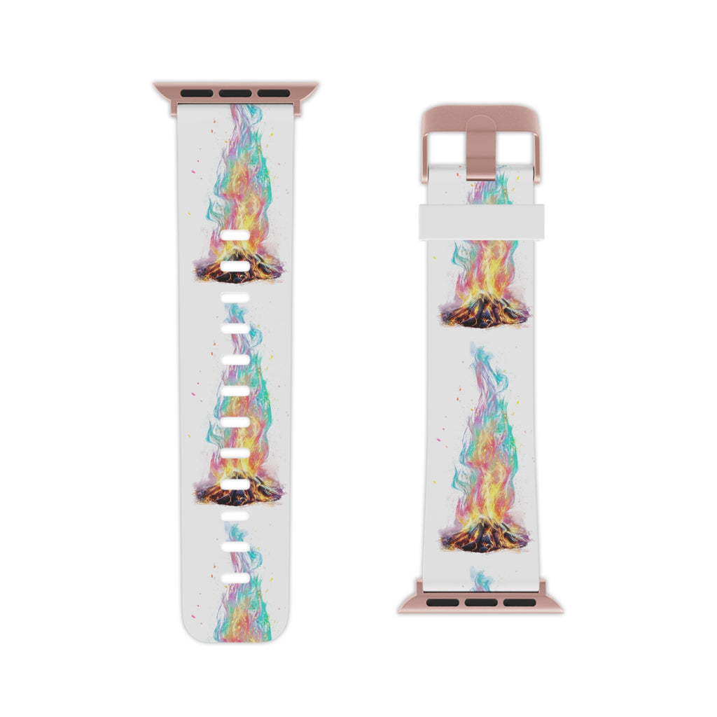 Colorful Campfire Apple Watch Band — Vibrant Bonfire Silicone Strap