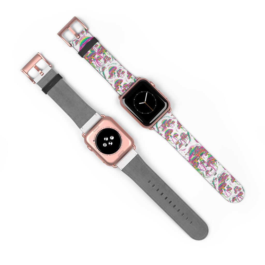 Psychedelic Mushroom Watch Band — Colorful Trippy Flora Strap for Smartwatch