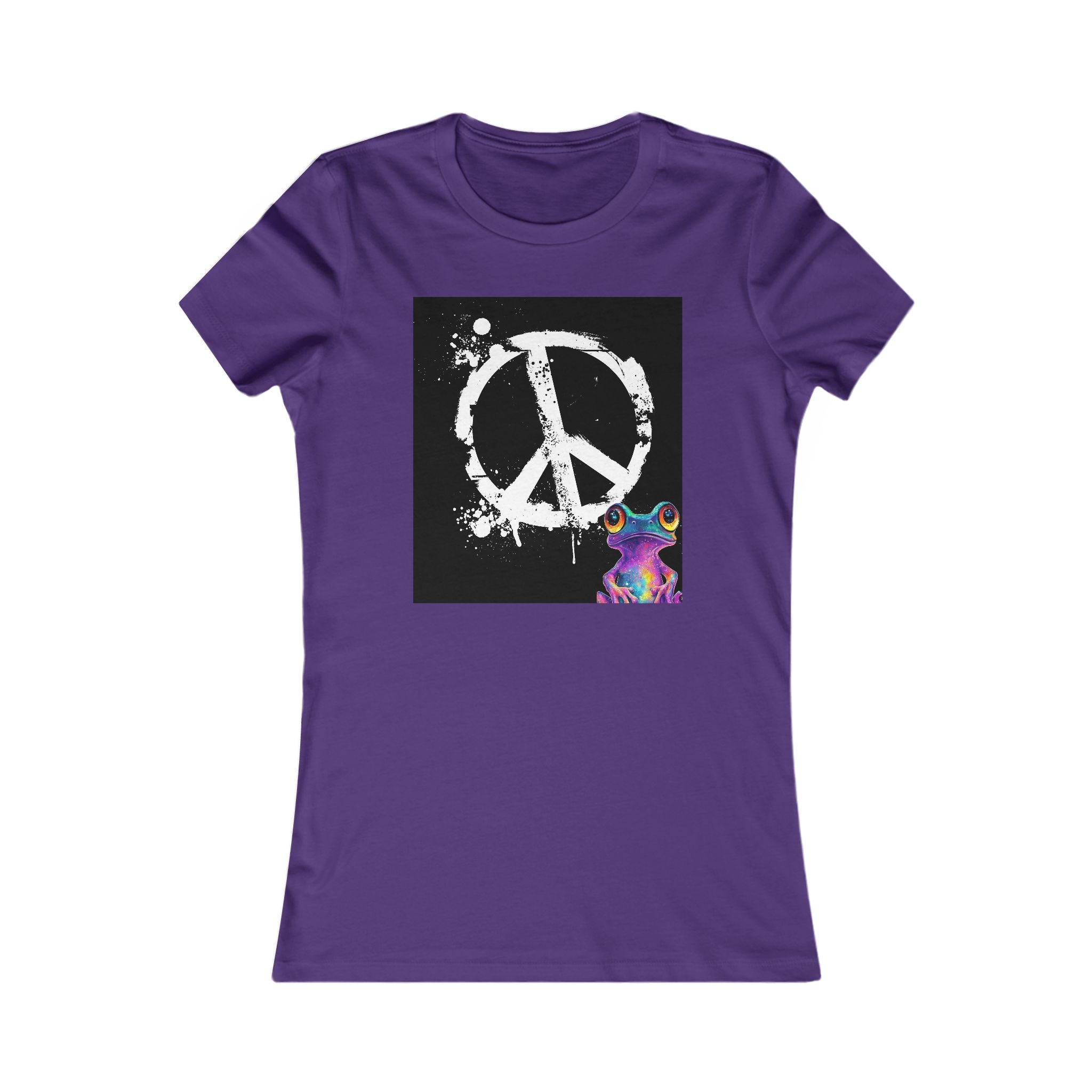 Women's Peace Sign Tee with Colorful Psychedelic Frog Graphic