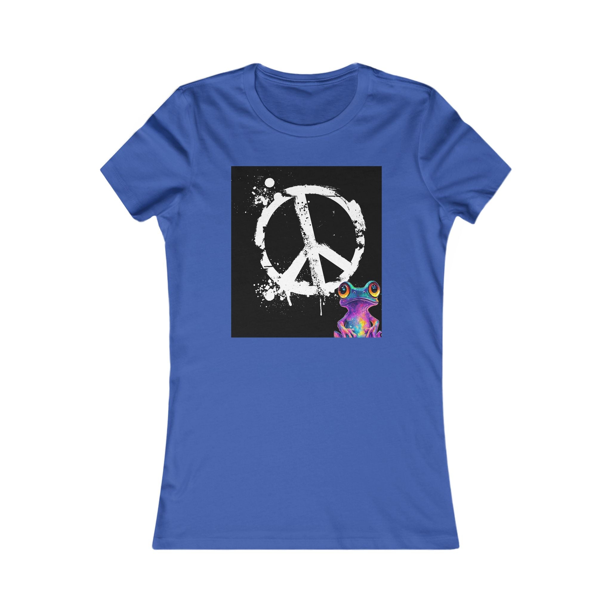 Women's Peace Sign Tee with Colorful Psychedelic Frog Graphic
