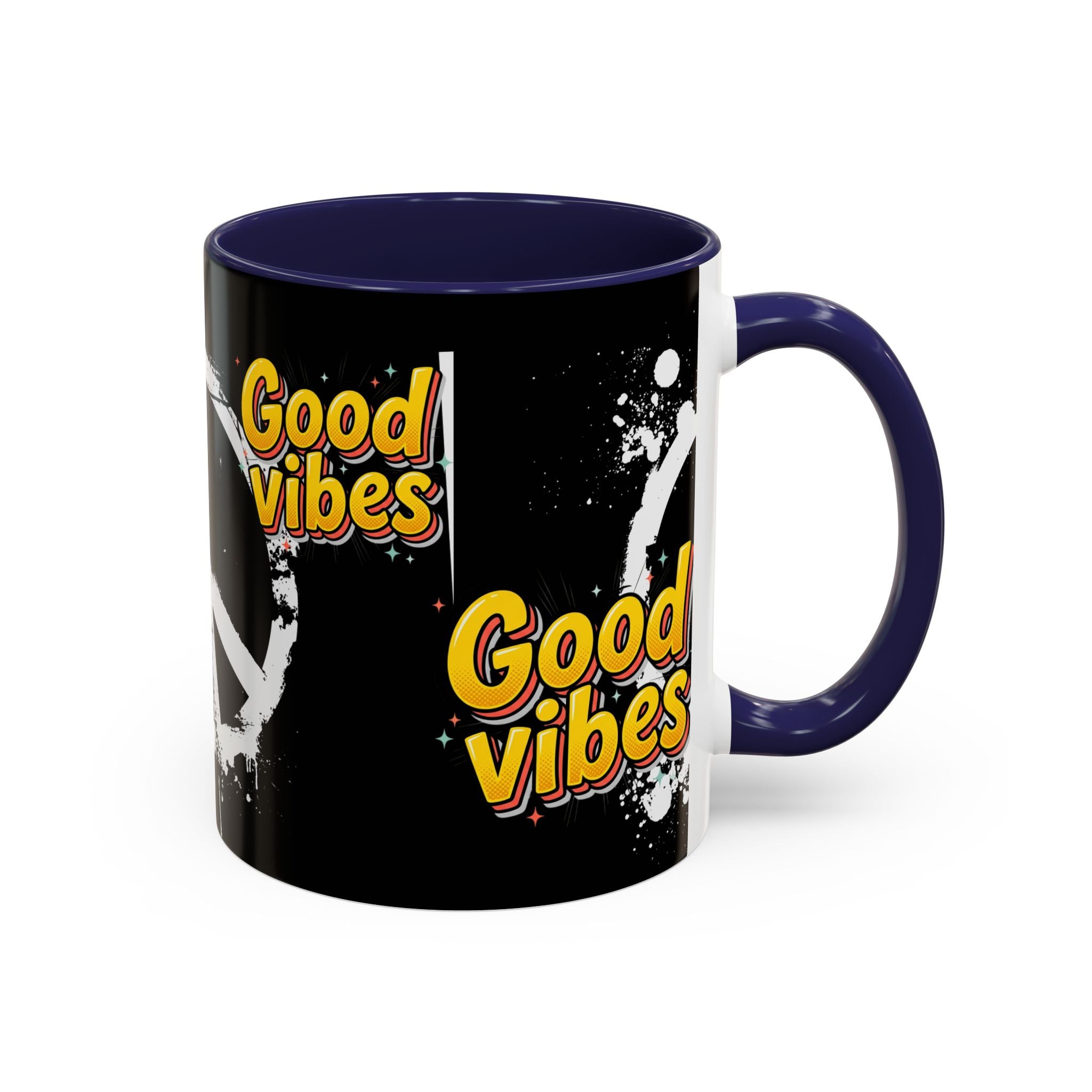 Good Vibes Peace Sign Accent Coffee Mug (11/15oz)
