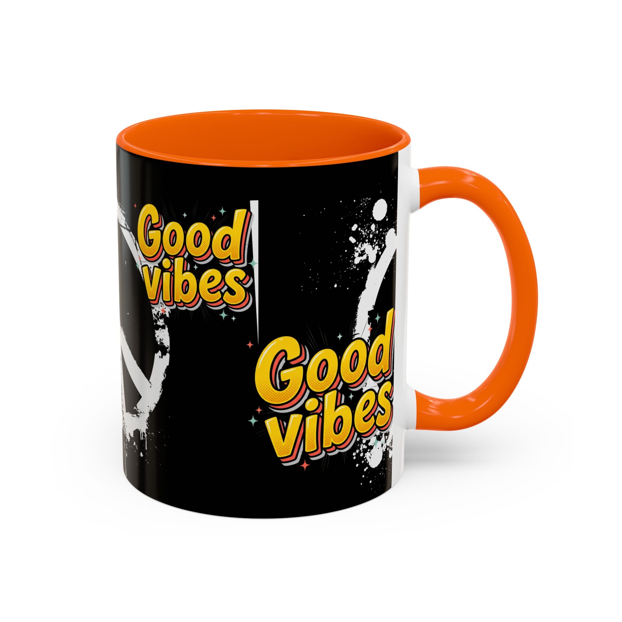 Good Vibes Peace Sign Accent Coffee Mug (11/15oz)