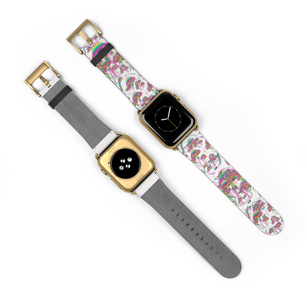 Psychedelic Mushroom Watch Band — Colorful Trippy Flora Strap for Smartwatch