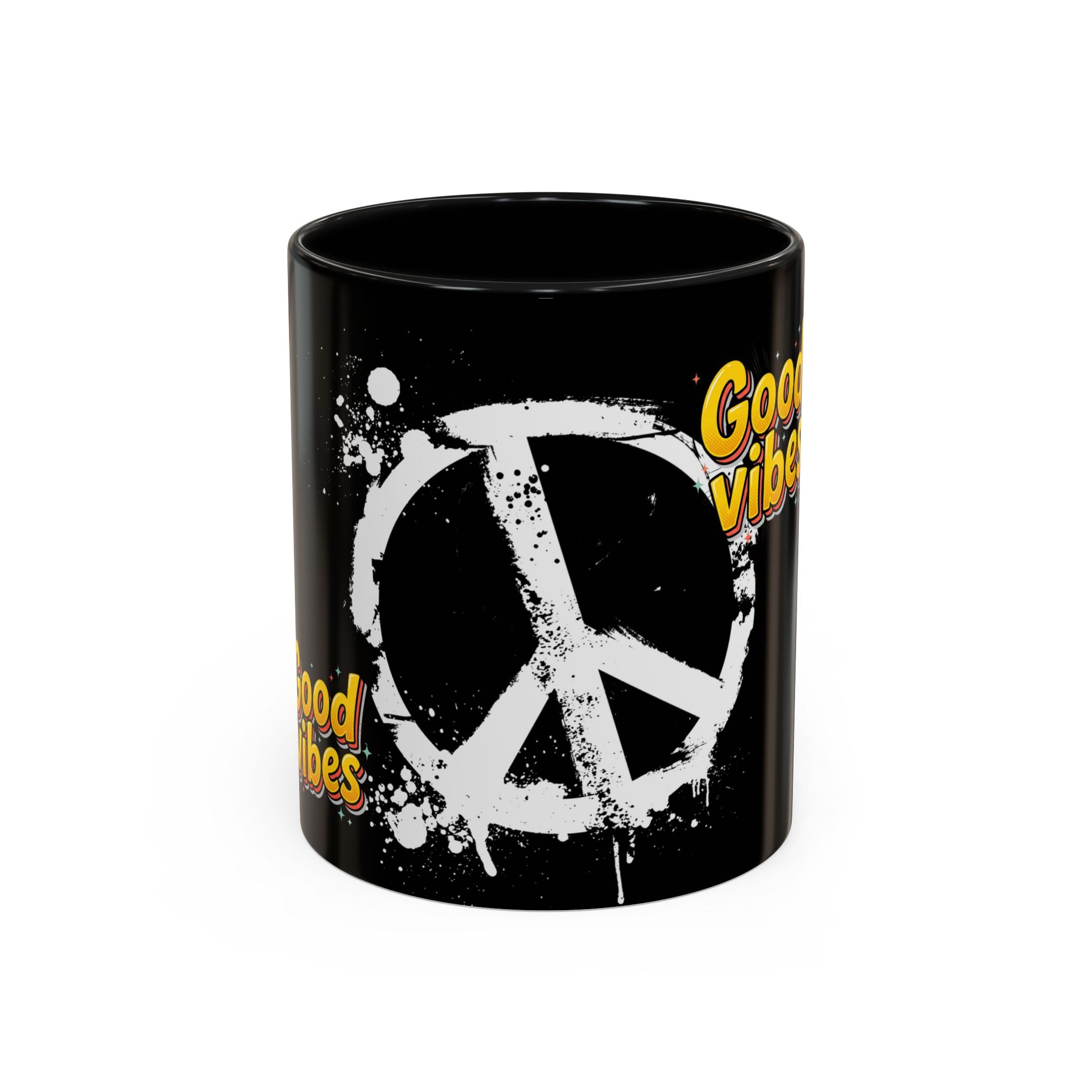 Good Vibes Peace Sign Accent Coffee Mug (11/15oz)